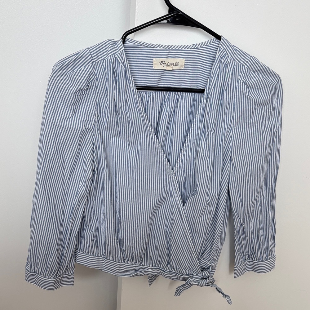 Madewell Striped V-Neck Blouse